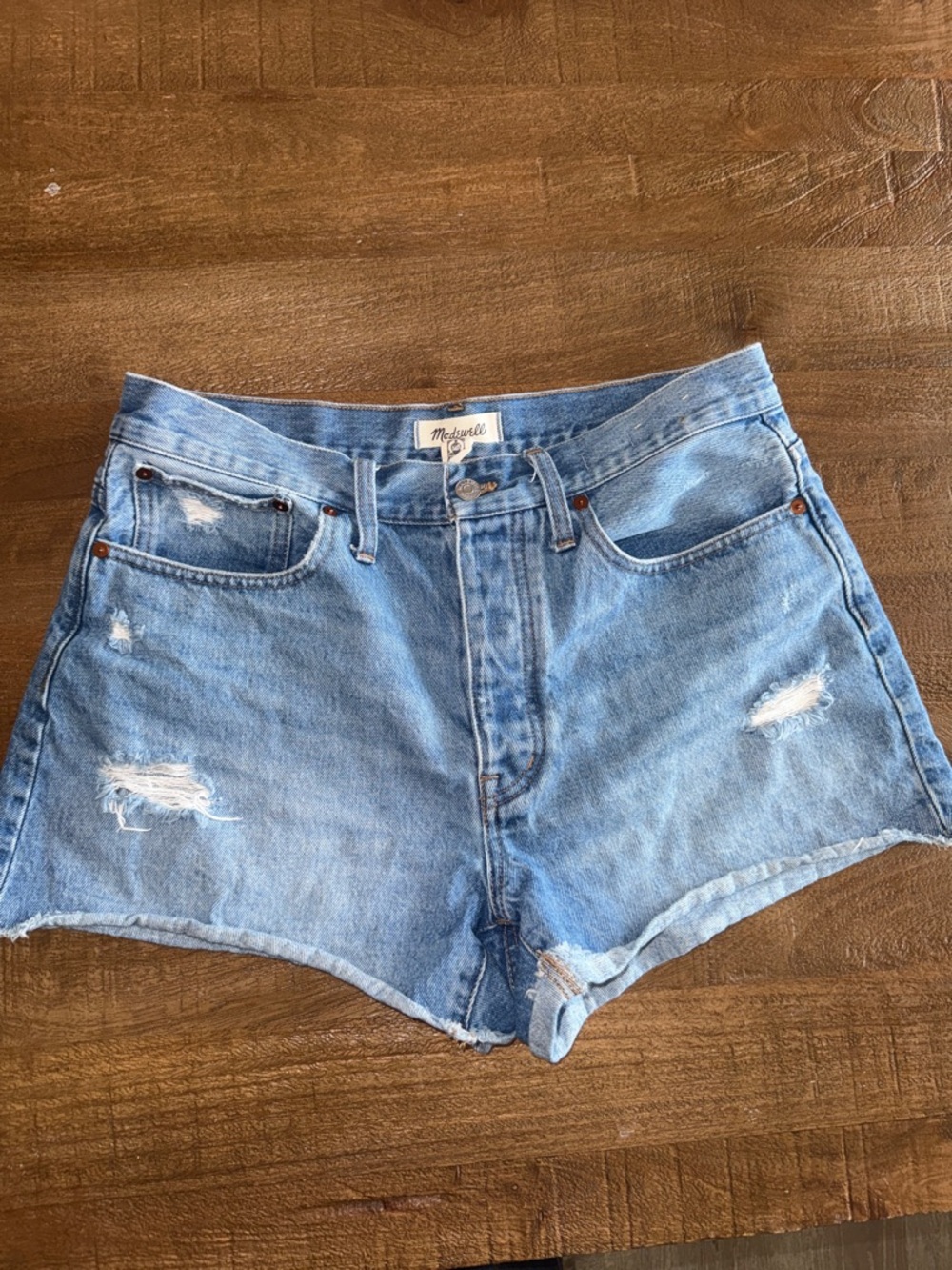 Madewell Light Blue Distressed Denim Jean Shorts